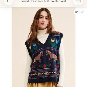 FOUND Horse Isles Knit Sweater Vest - Multicolor Small